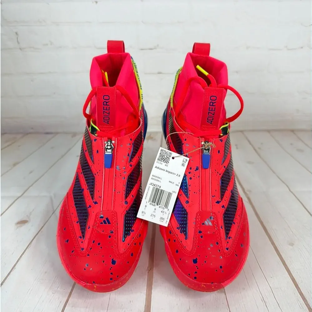 Adidas Adizero Impact 2.0 Shades Red Metal Baseball Cleats Mens Size 9.5 JQ4274